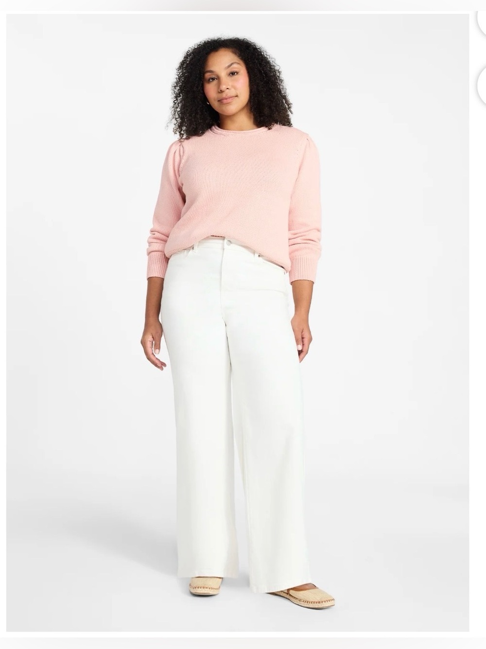 Time and Tru High-Rise Wide-Leg Jeans in White